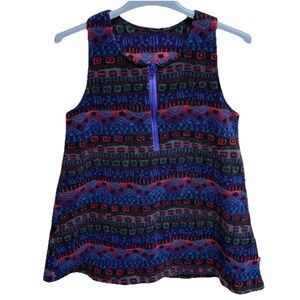 Vintage 90's Chuck Roast Fleece Vest Smock Aztec 1/4 Zip Size Large EUC